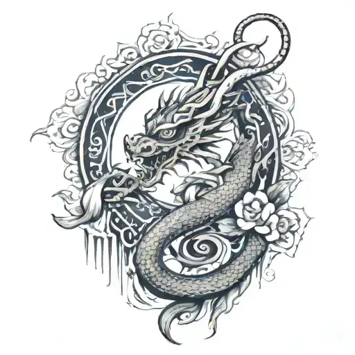 Tattoo related to Burmese culture inspired dragon with Burmese girl  tattoo design idea