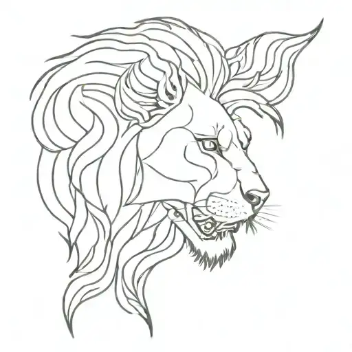 a lion on top of a skull breathing fire tattoo design idea