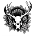 turkey fan deer skull surrounded tattoo design idea
