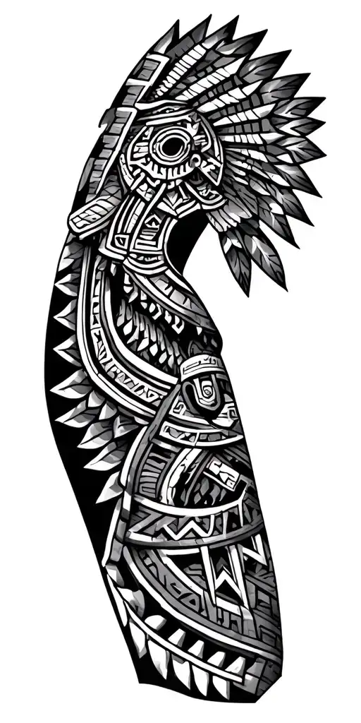 aztec pattern and gaming tattoo design idea