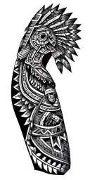 aztec pattern and gaming tattoo design idea