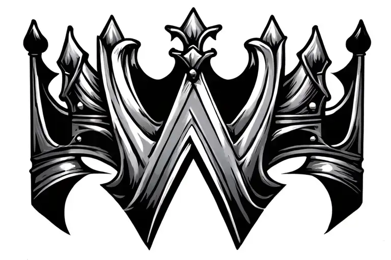 crown king latter M tattoo design idea