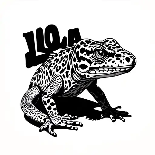 "Lola" Memorial raptor leopard gecko llying tattoo design idea