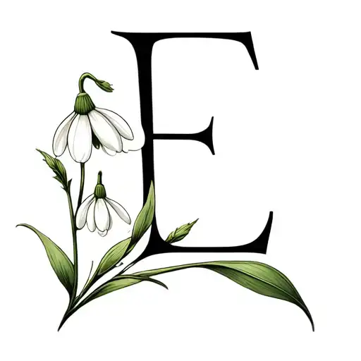 333 cleverly incorporated with snowdrop and letter E tattoo design idea