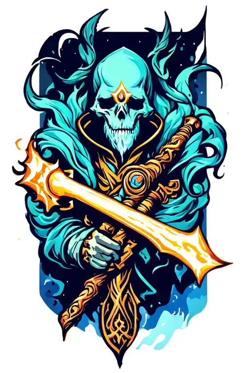 arcane staff tattoo design idea