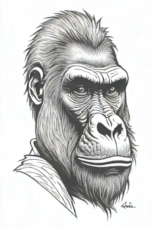 gorilla face tattoo design idea
