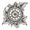 time clock with eye on top tattoo design idea