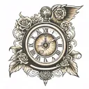 time clock with eye on top tattoo design idea