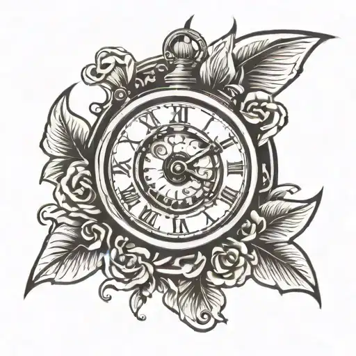 time clock with eye on top tattoo design idea