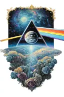 Can you design a tattoo based on "The Dark Side of the Moon" album cover tattoo design idea