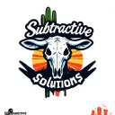 "Subtractive Solutions" "Subtractive Solutions" "Subtractive Solutions" "Subtractive Solutions" Logo for a machine shop based in Arizona using the outline of the state line, a cow skull cactus. tattoo design idea
