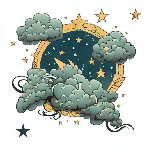 Barbara stars clouds background s tattoo design idea