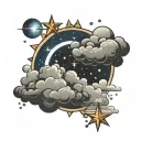 Barbara stars clouds background s tattoo design idea