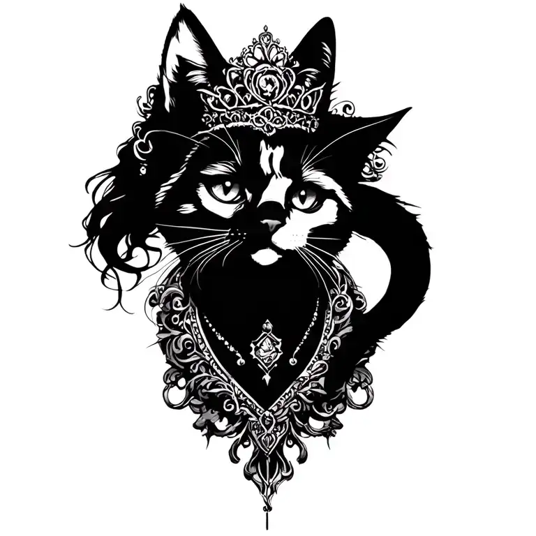 queen of cats tattoo design idea