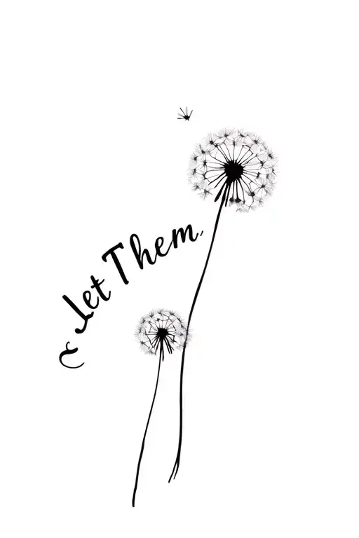 "Let Them" single Dandelion blowing in the wind tattoo design idea
