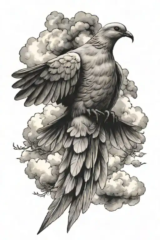 dove and clouds tattoo design idea
