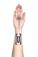 For a messy person who loves magic I am scorpion I want on the left hand on the side of the hand level tattoo design idea