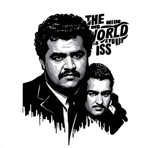"The world is yours" pablo escobar with Gustavo  tattoo design idea