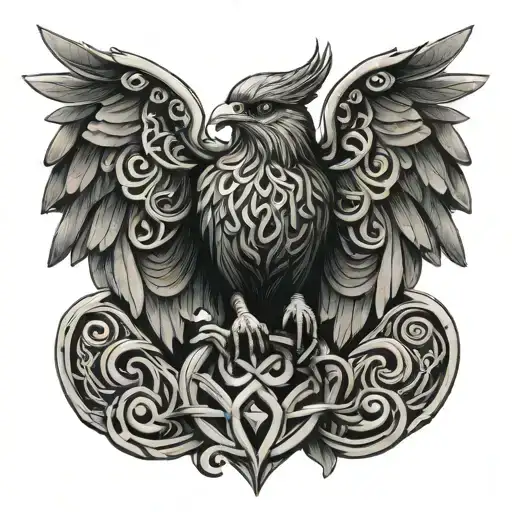 Coverup celtic bird tattoo design idea