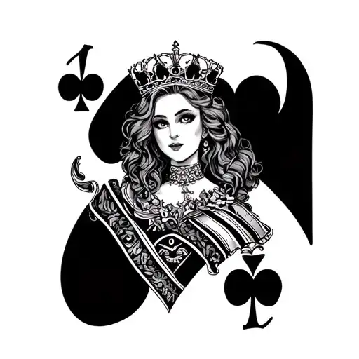 Queen of hearts card with my fiancee name built into it Nikita, she is a crazy girl so maybe the queen and the card can  tattoo design idea