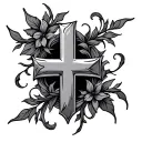 cross with vines wrapping tattoo design idea