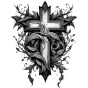 cross with vines wrapping tattoo design idea