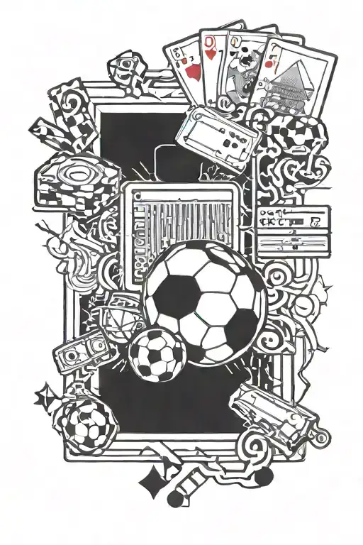 Combine soccer field and casino elements in a creative way tattoo design idea