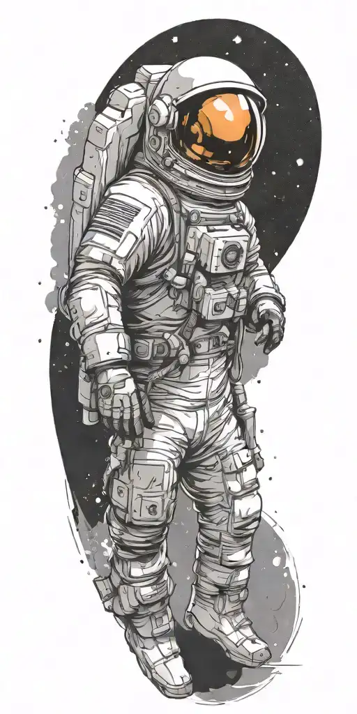 empty space themed tattoo without helmet or astronaut  tattoo design idea