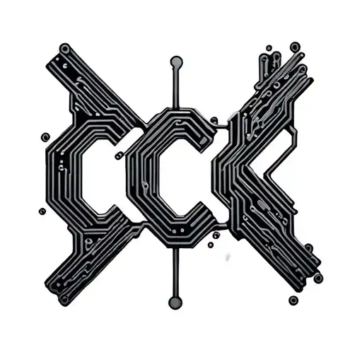 Make the letters "CK" look like a circuit board design, keep it simple tattoo design idea