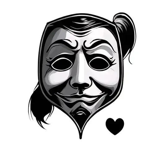 happy sad mask looking tattoo design idea