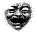 happy sad mask looking tattoo design idea