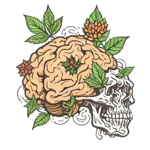 brain and cannabis nugs  tattoo design idea