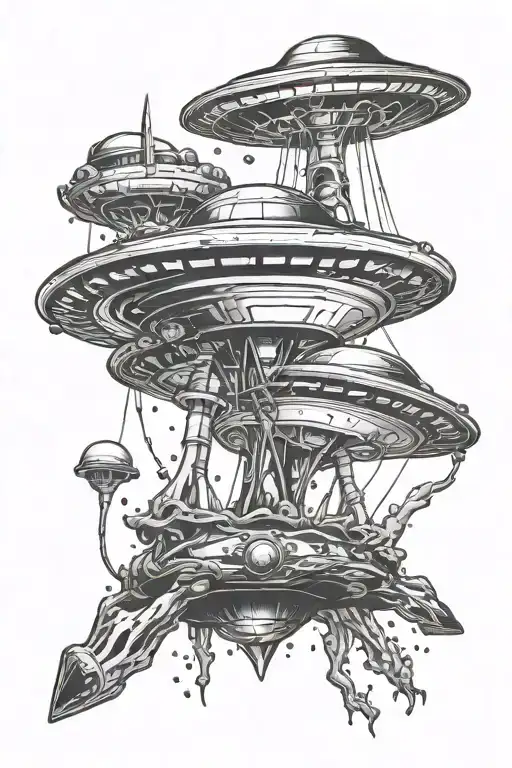 alien abduction ufos  tattoo design idea
