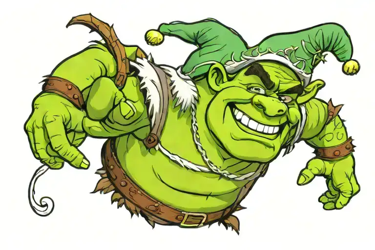 christmas shrek tattoo design idea