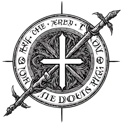 Miraculous medal and chi rho symbols tattoo design idea