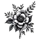 January, February, September flower bouquet tattoo design idea