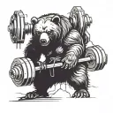 ripped bear barbell squating tattoo design idea