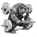 ripped bear barbell squating tattoo design idea