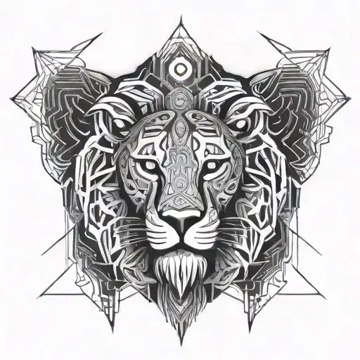 mandala, lion head, bjj black belt tattoo design idea