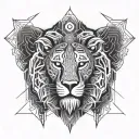 mandala, lion head, bjj black belt tattoo design idea