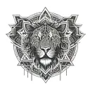 mandala, lion head, bjj black belt tattoo design idea