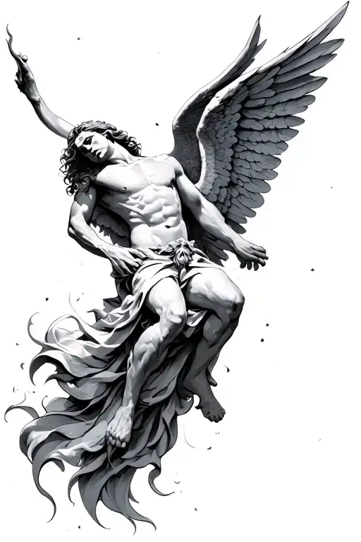 Lucifer falling angel tattoo design idea