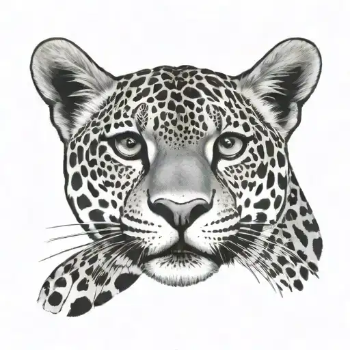 Colombian jaguar face with real eyes tattoo design idea