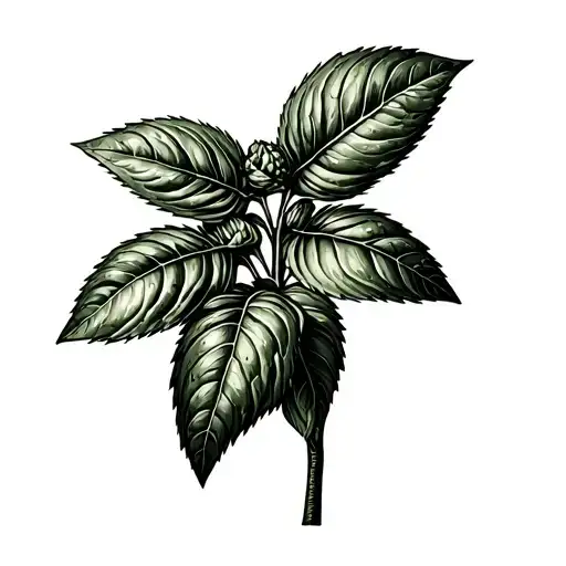 basil plant dense tattoo design idea