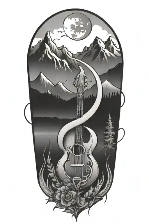 Music, Peace and Mountain Inspired tattoo design tattoo design idea