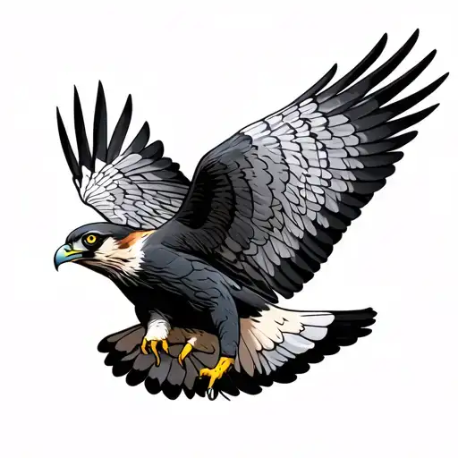 Peregrine Falcon flying tattoo design idea