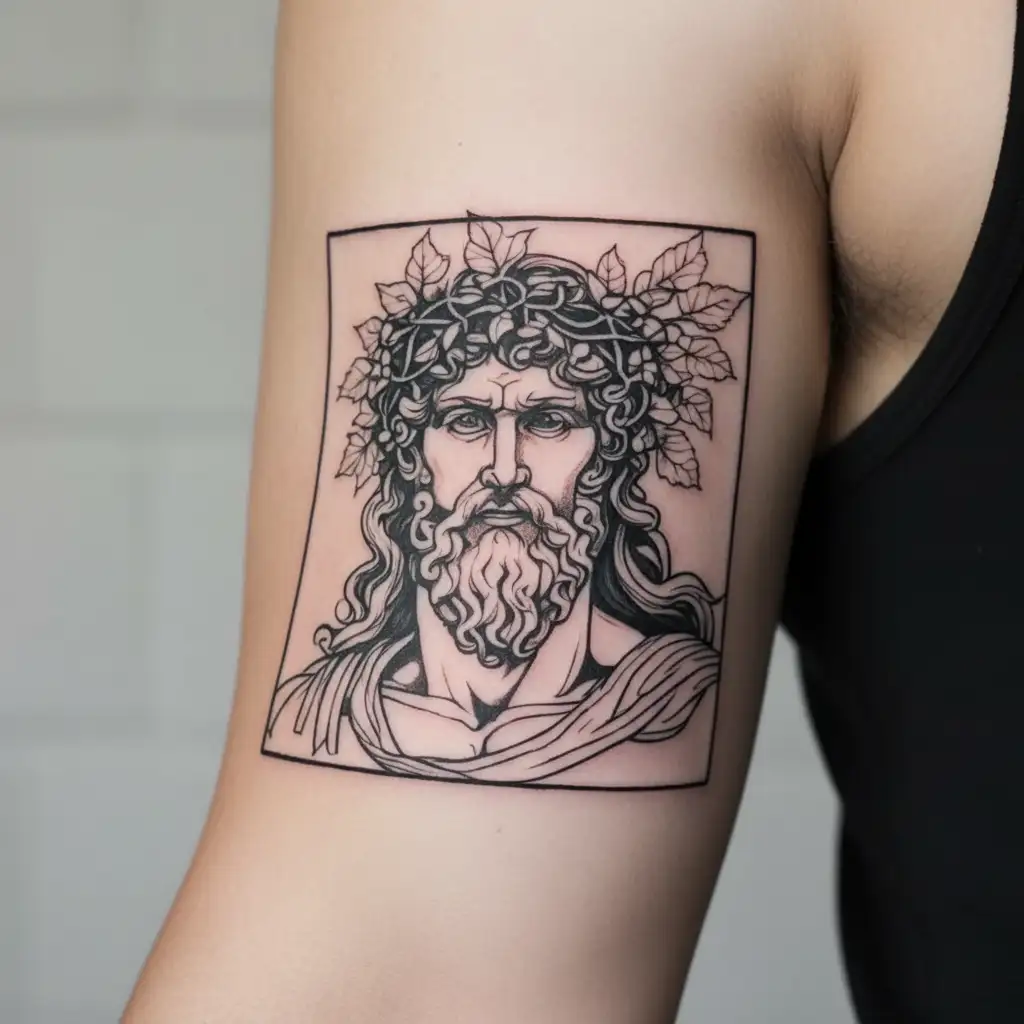 Dionysus Greek god tattoo design idea
