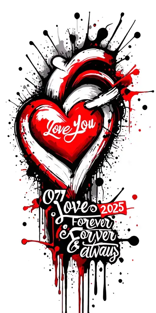 heart with the date 07/08/2025. love you forever & always tattoo design idea