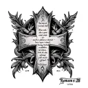 western tooling cross bible scripture romans 8:28 tattoo design idea