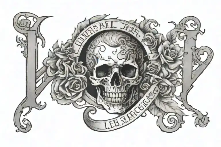 " L.L.L" with birthdate  tattoo design idea